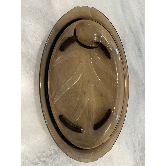 Pyrex Fireside 14.5" Fireside Footed Oval Platter with Well! - Picture 2 of 3